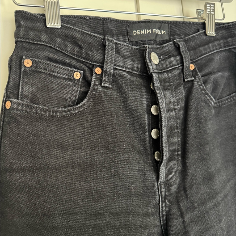 Aritzia Denim Forum The Yoko High Rise Slim Black Straight Jeans Size 25 - Picture 7 of 11